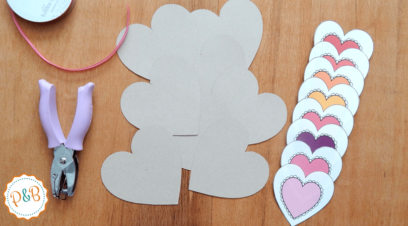 Valentine garland with colorful hearts