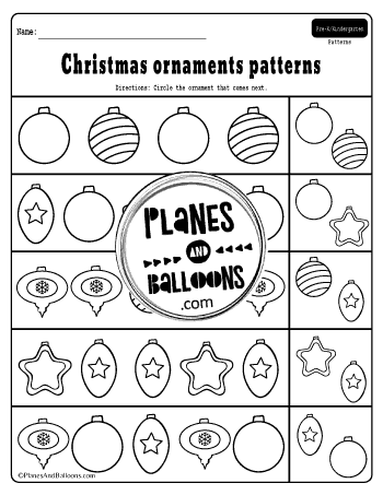 Christmas patterns worksheets