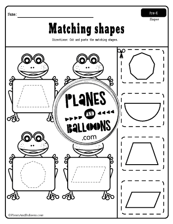 matching shapes worksheets