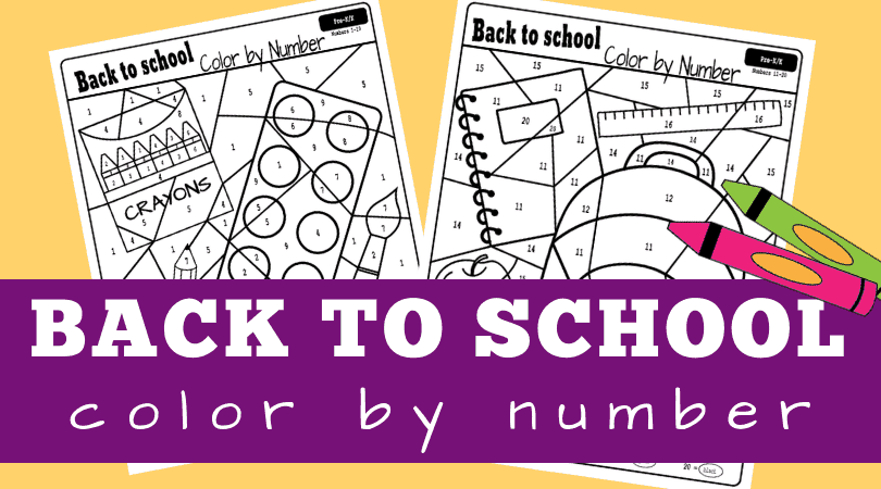 Back to school color by number