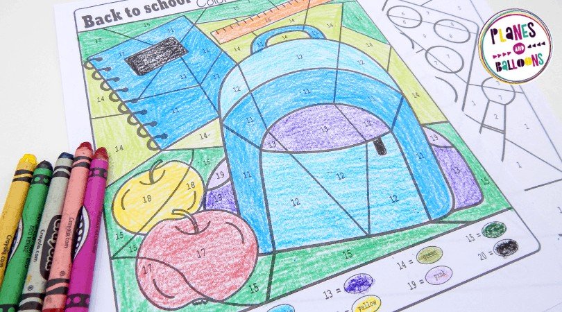 Back to school color by number