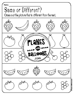 same and different worksheets preschool
