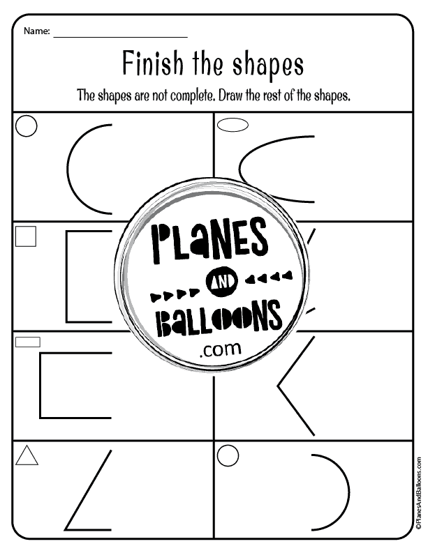 finish the shape tracing sheet