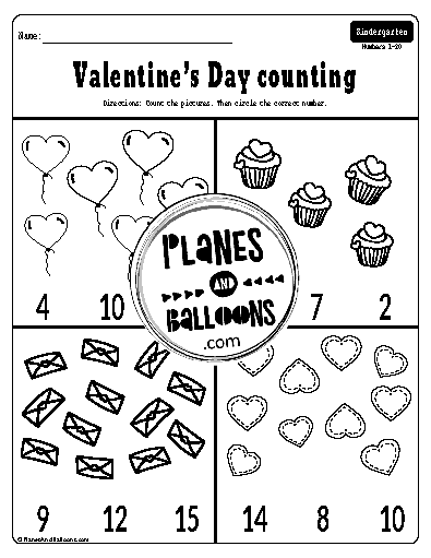 Valentine's day counting worksheets