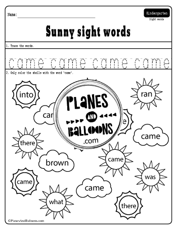 Dolch sight words kindergarten