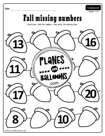 fall missing numbers 1-20