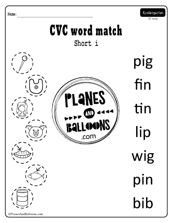 CVC words matching kindergarten