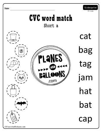 CVC words matching kindergarten