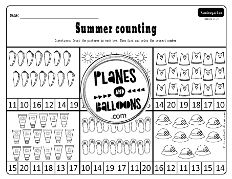Summer counting worksheets pdf