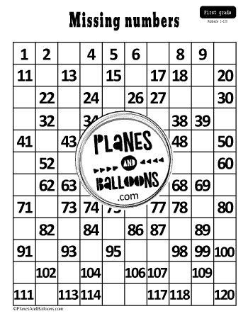 120 chart with missing numbers