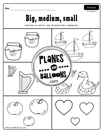 preschool worksheets big medium small