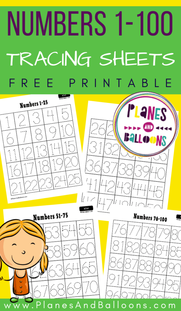 Free printable number tracing worksheets 1-100
