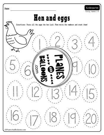 Number worksheets 1-10 and 1-20