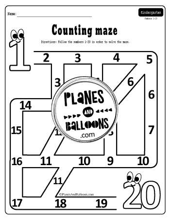 number maze 1-20
