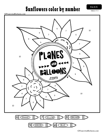 Sunflower color by number worksheet