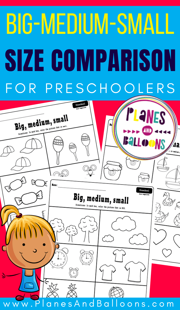 Big vs small size comparison worksheets for preschool and