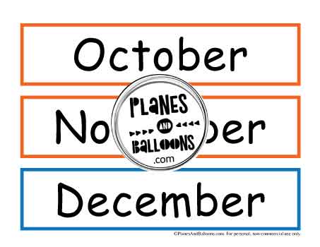 Months of the year calendar cut outs for preschool