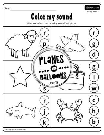 ending sounds with pictures and ending letters