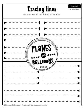 Tracing lines worksheets for preschool