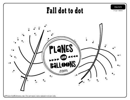Dot to dot printable worksheets - fall leaves