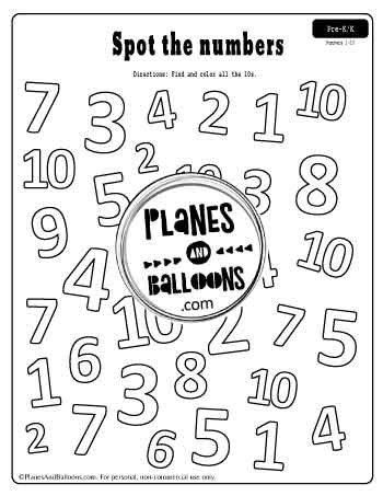 free number find worksheets - number 10 search