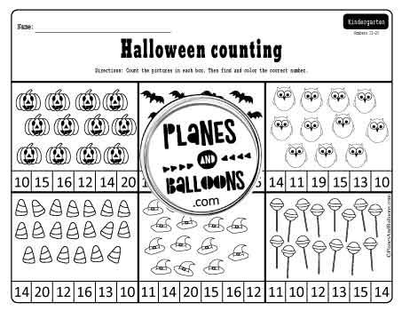 Halloween counting worksheet numbers 11-20