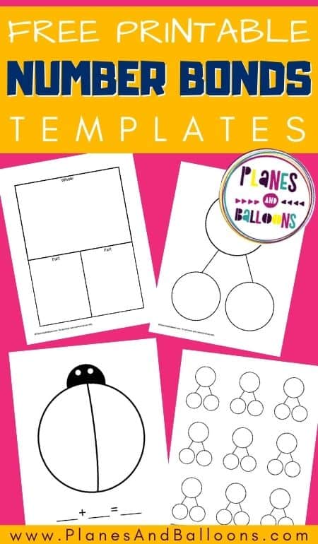 Blank number bond templates - four pages on pink background