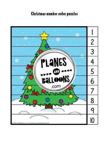 Christmas tree number order puzzle
