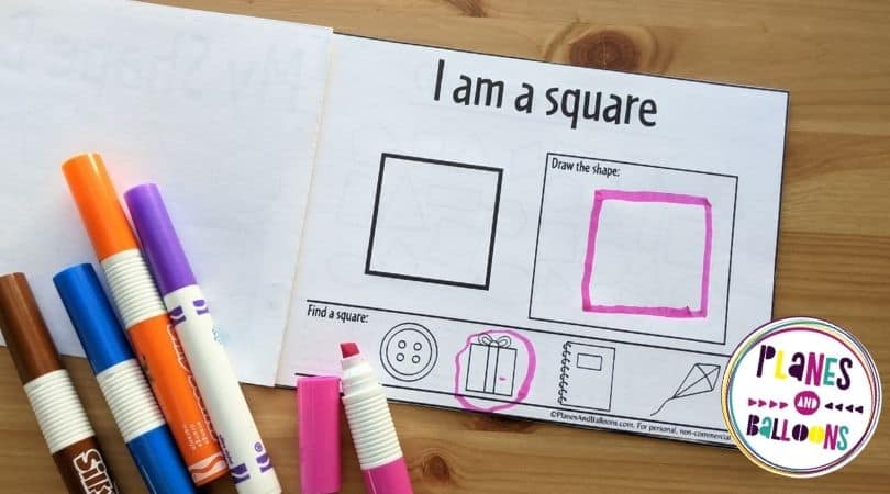 Open shape book - page about squares