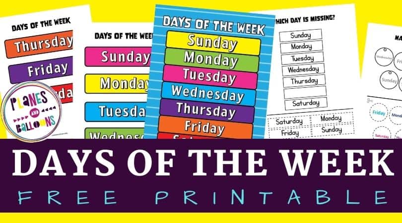 Free printable days of the week display.  Free days of the week  printables, English lessons for kids, Free printables