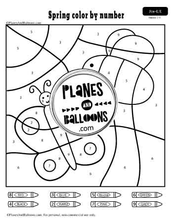 Butterfly and bee color by number worksheet