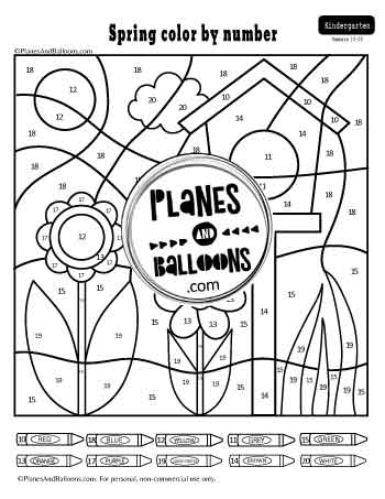 Flowers and birdhouse color by number worksheet
