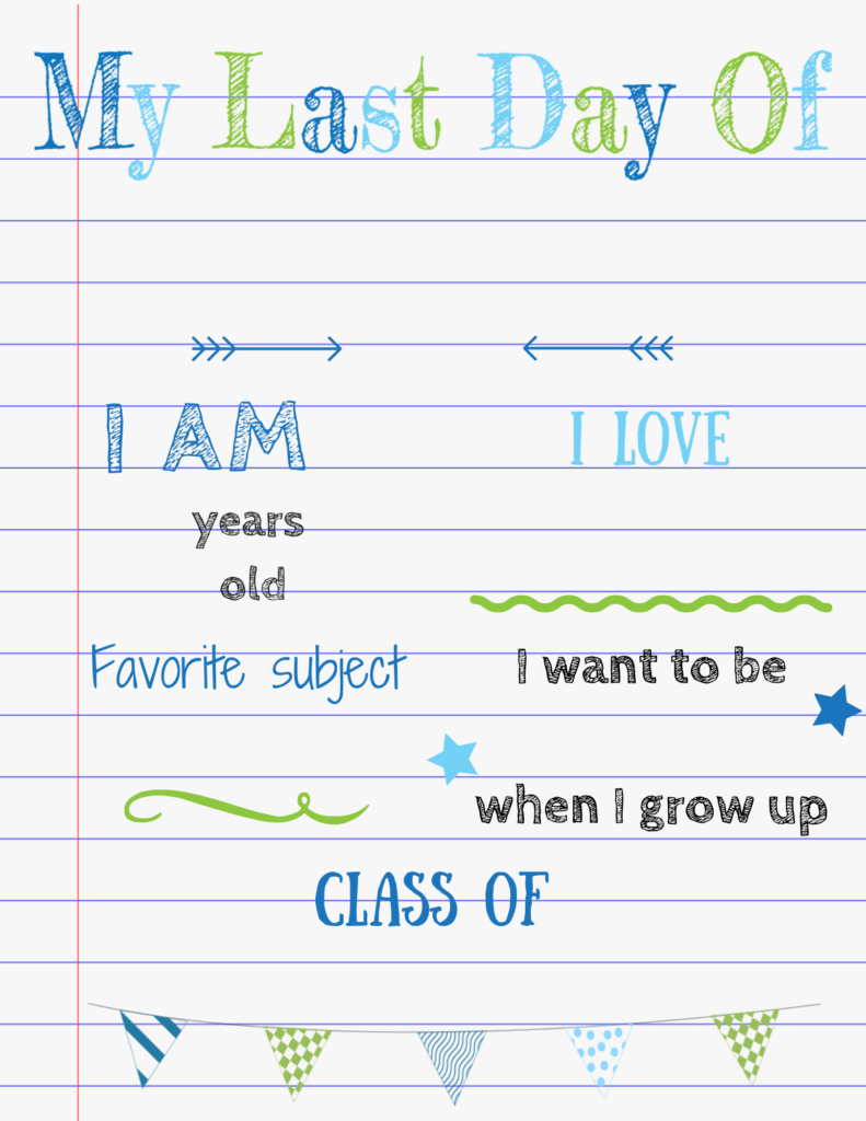 Last day of school sign - paper background