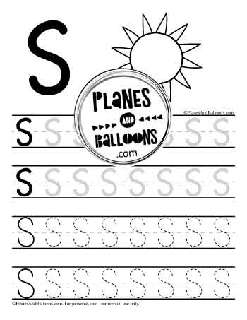 Uppercase letter S tracing worksheet