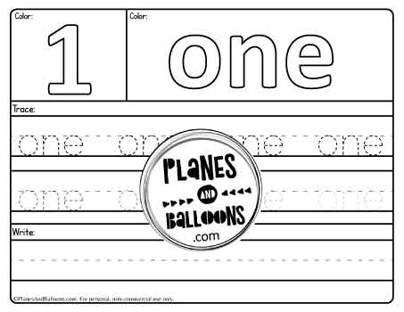 Number one trace & write worksheet
