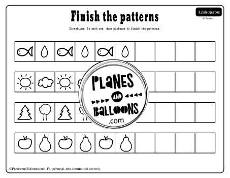 ABAB pattern worksheet - draw pictures to finish patterns