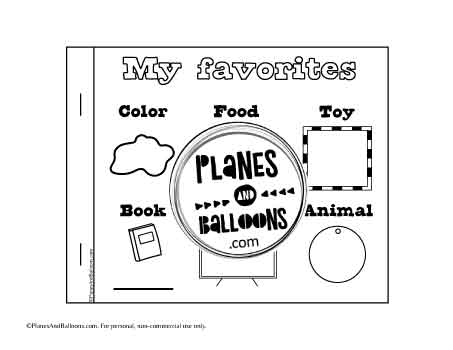 My Favorites - a page from the all about me booklet