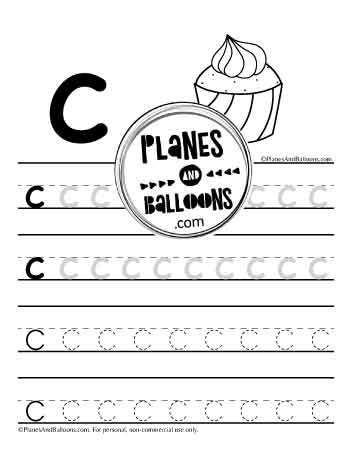 Lowercase letter c tracing worksheet
