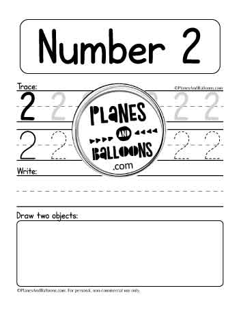 Tracing the number 2 worksheet