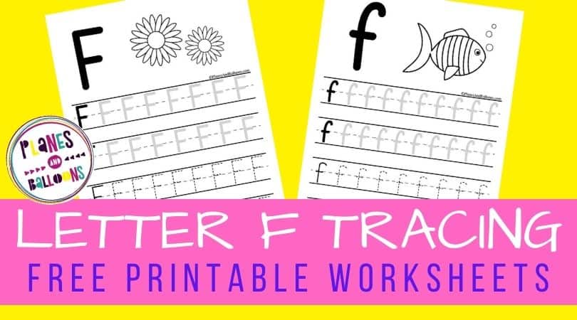 Letter F tracing pages on yellow background