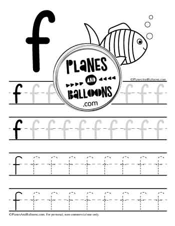 Lowercase letter f tracing worksheet