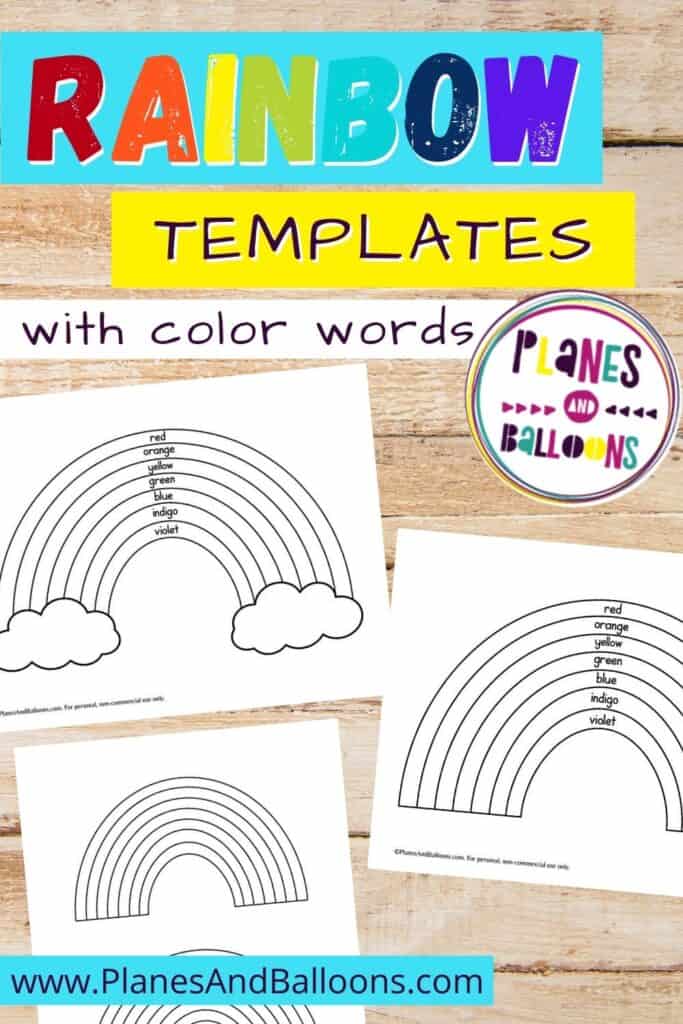 Rainbow templates on wooden background