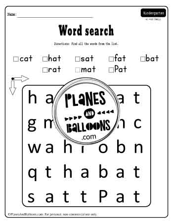 At word family word search