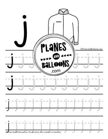 Lowercase letter j tracing worksheet