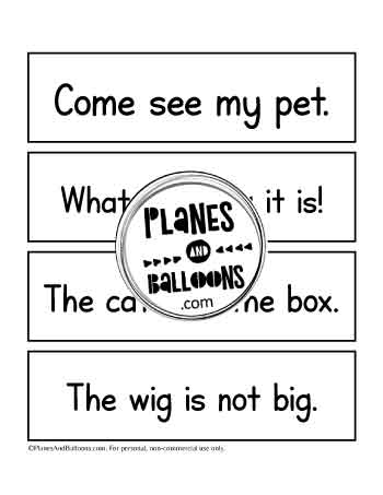 Sentences to read for kindergarten 4 per one page