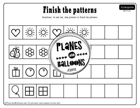 Drawing ABB patterns worksheet
