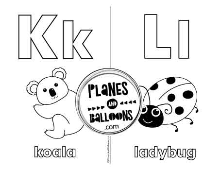 Letters K and L worksheet abc coloring page
