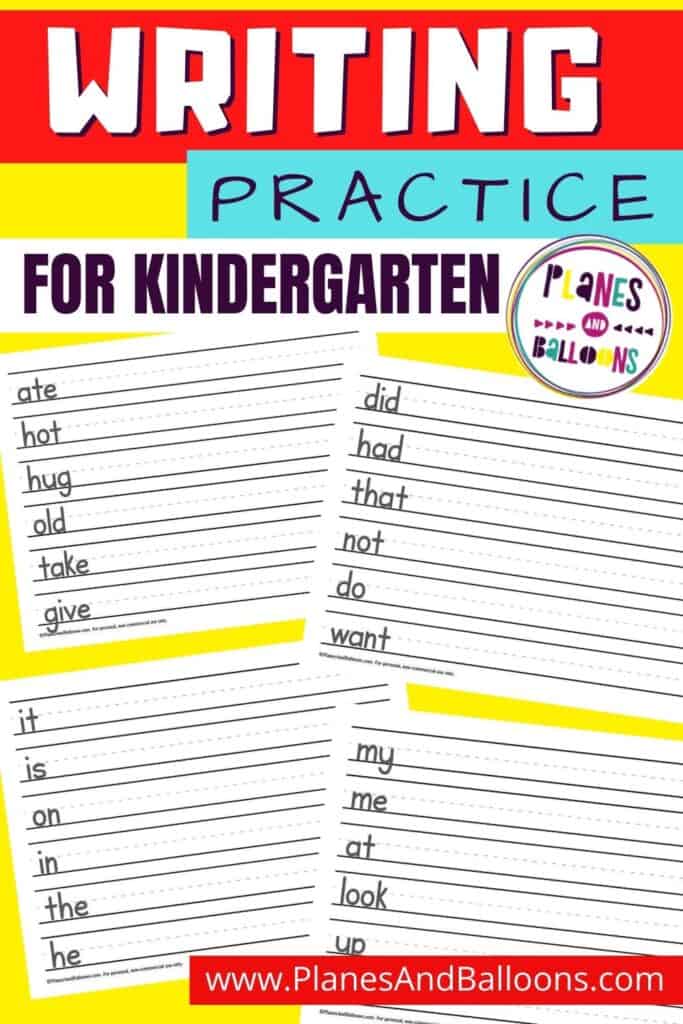 Writing practice in kindergarten Pinterest Image