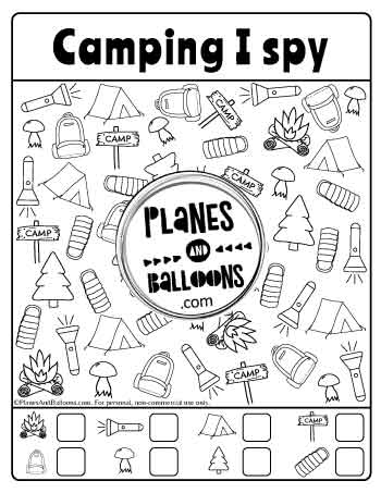 Camping I spy printable page