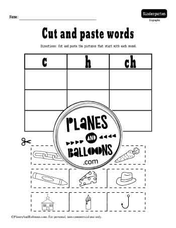 Sort the pictures by their beginning sound and ch digraph